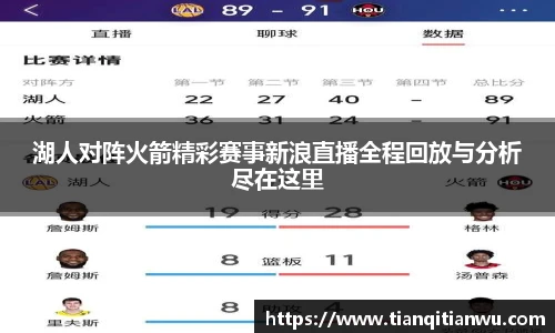 湖人对阵火箭精彩赛事新浪直播全程回放与分析尽在这里